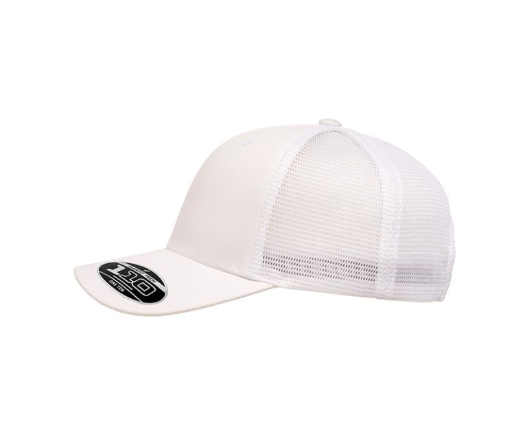 Flexfit 110® Mesh Cap 110T White Left Profile